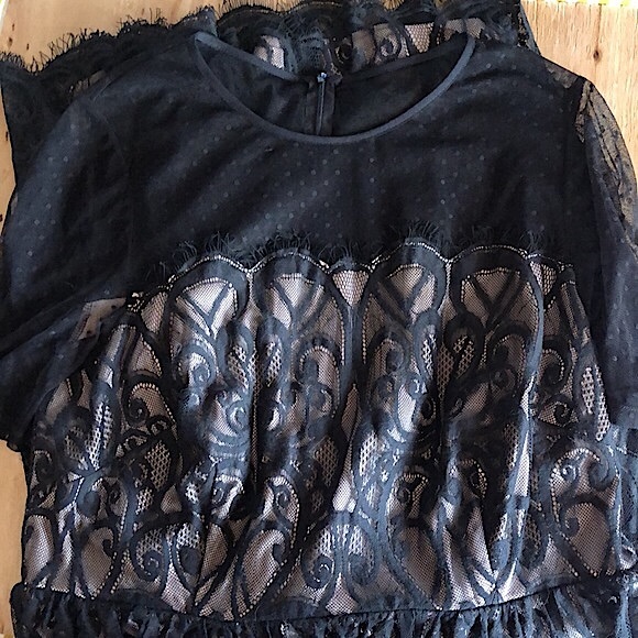 London Times Black Lace Midi Dress Size 16W - Picture 5 of 5